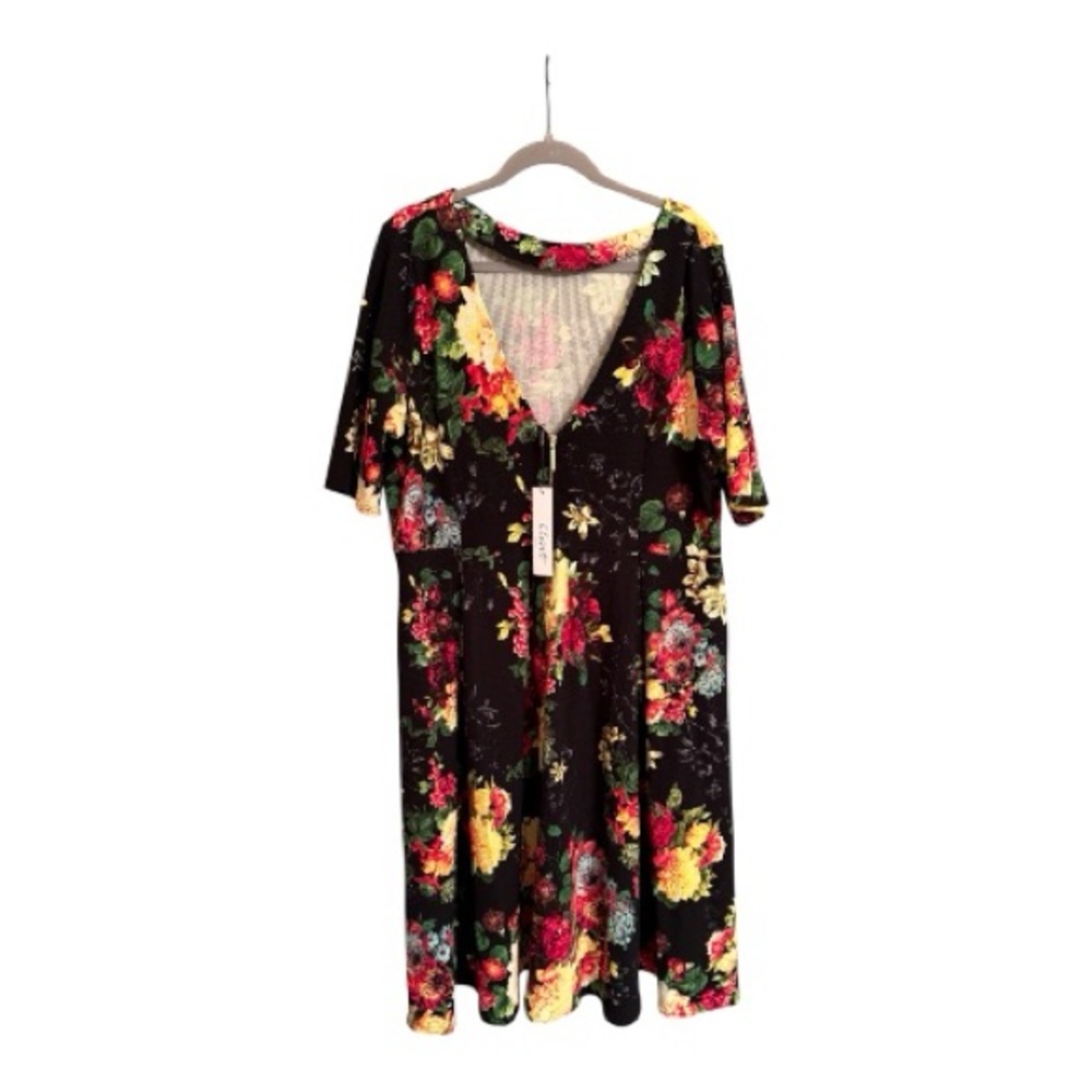 Closet London Floral Midi Dress Black Multicolor Size 24 NWT